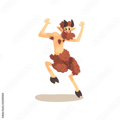 Satyr Faun ancient mythical creature cartoon vector Illustration on a white background