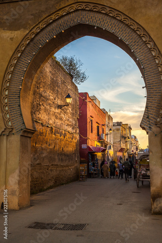 Bab Belqari and the alley of the Imperial City, Meknes, Morocco