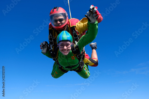 Skydiving. Tandem jump.