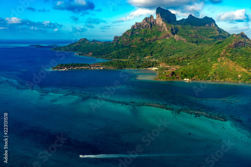 bora bora french polynesia aerial airplane view