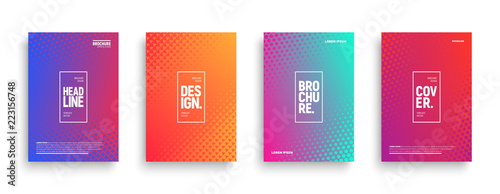 Vector Minimalism Brochure, Cover, Flyer Design Templates with Geometric Halftone Texture and Vibrant Gradients. Conceptual Minimal Abstract Background