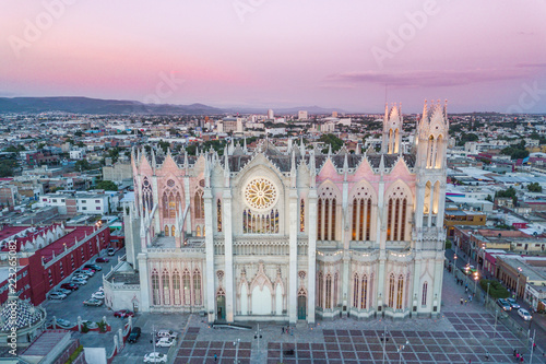 Beautiful aerial view of the Expiatory Temple of Leon in Guanajuato, Mexico
