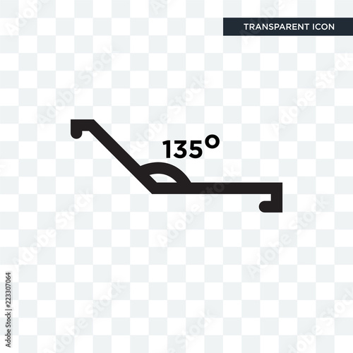 Obtuse angle of 135 degrees vector icon isolated on transparent background, Obtuse angle of 135 degrees logo design