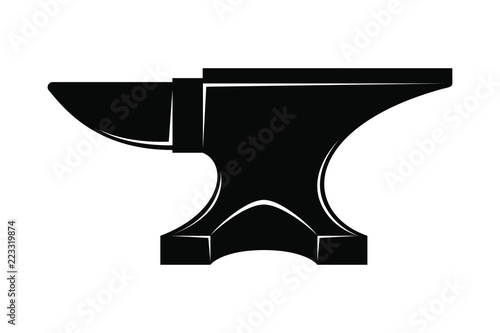 Icon anvil for blacksmith. Symbol blacksmith logo. Sign silhouette anvil. Heavy industry. Vector illustration