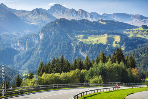 Traveling to beautiful high Alps in summer