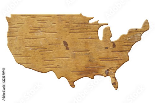 Map to the country USA in wood