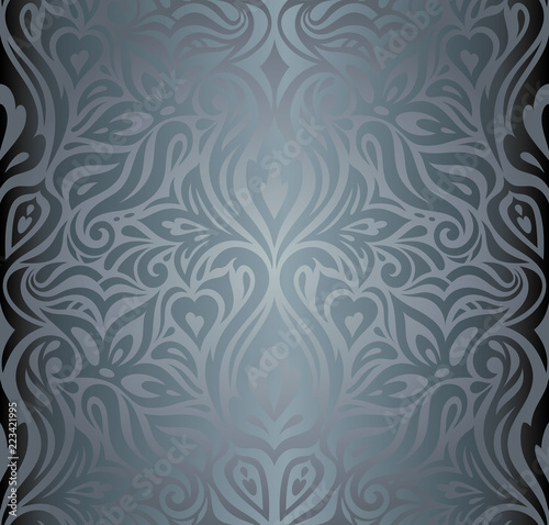 Silver Floral shiny decorative holiday vintage fashion wallpaper Background design