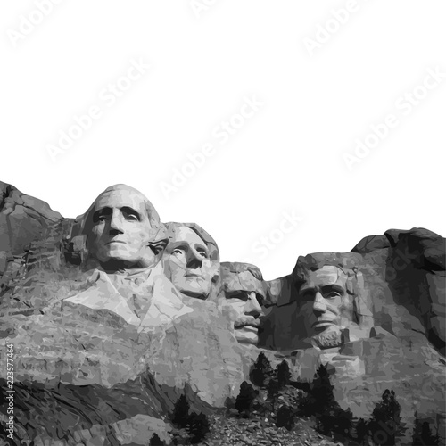 Mount Rushmore Nation Memorial South Dakota Vector Presidents Landmark Lincoln Washington Jefferson Roosevelt