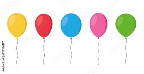 Balloons in cartoon flat style isolated set on white background - stock vector.