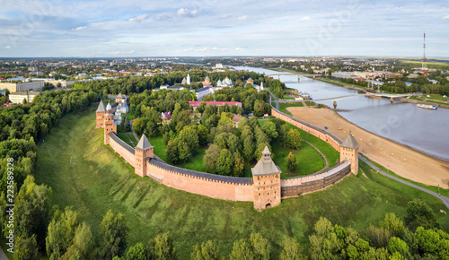 Aerial view of kremlin in Veliky Novgord, Russia