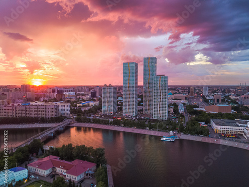 Ishim river riverside in Astana, Kazakhstan