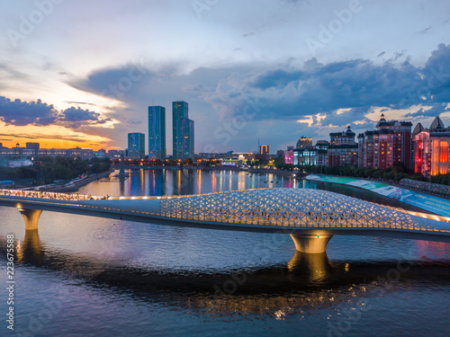 Ishim river riverside in Astana, Kazakhstan