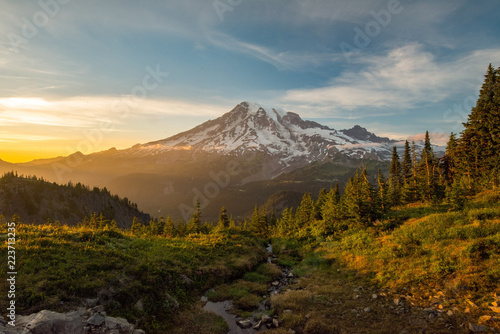 Mount Rainier Hiking at Sunset