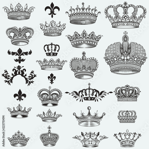 Huge collection of vector crowns for design