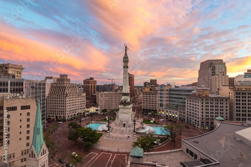 Indianapolis Indiana Circle Day to Night Sunset