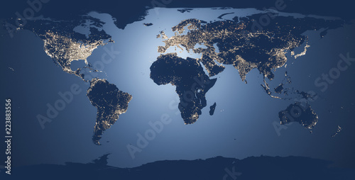 world map illustration night