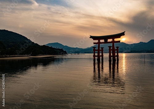 Itsukushima Shrine at sunset