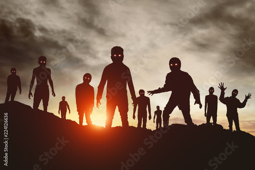 Group of zombies silhouette