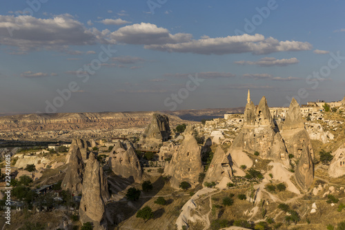 Uchisar Castle in Cappadocia at sunset