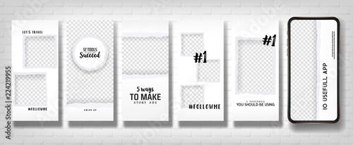Social stories template. Editable torn paper design. Lifestyle concept.