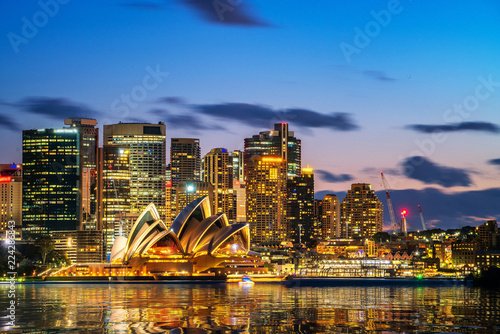 Sydney Opera House in Sydney, Australia. The Sydney Opera House hosts over 1,500 performances each year that are attended by approximately 1.2 million people.