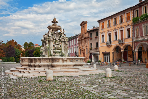 Cesena, Emilia-Romagna, Italy: the ancient fountain Fontana del Masini (16th century)