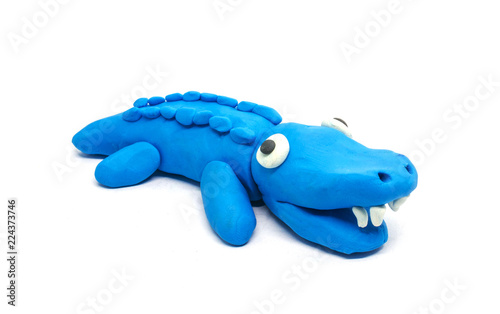 play doh crocodile on white background