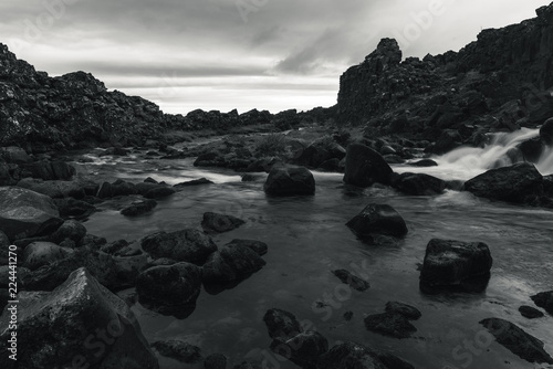 Iceland black and white landscape