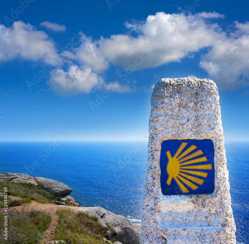 End of Saint James Way sign of Finisterre in Galicia