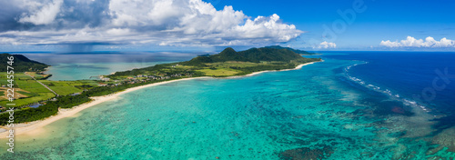 Aerial view of Tropical lagoon of Ishigaki island of Japan