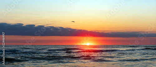 Amazing beautiful sunrise at the sea