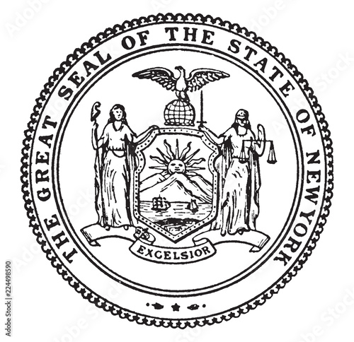 The Great Seal of the State of New York, vintage illustration