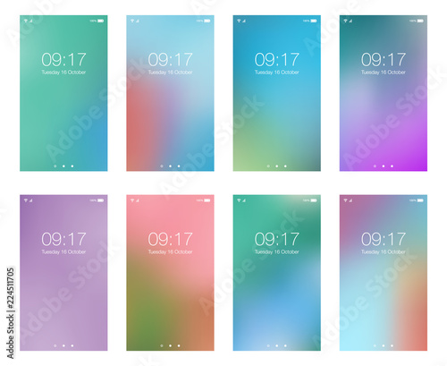 Abstract bright blur backgrounds for smartphone screen mobile wallpaper set
