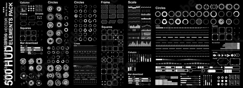 Futuristic virtual graphic touch user interface, Mega set Futuristic Hud elements