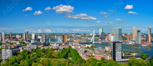 View of Rotterdam city and the Erasmus bridge