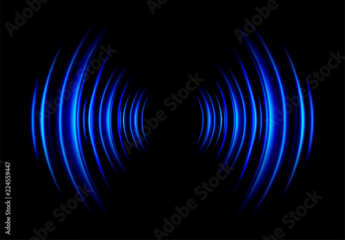 Sound waves oscillating dark blue light