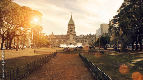 Buenos Aires, National Congress building on a sunset