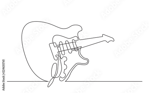 continuous line drawing of electric guitar with three single coil pickups