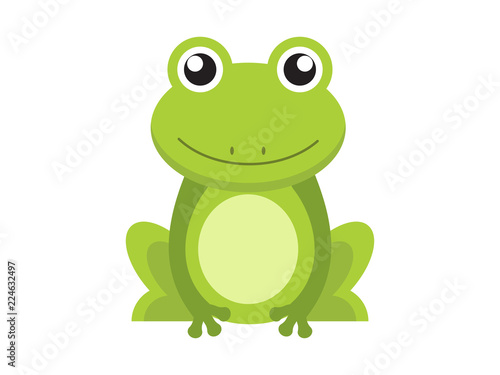 Green frog cartoon character isolated on white background