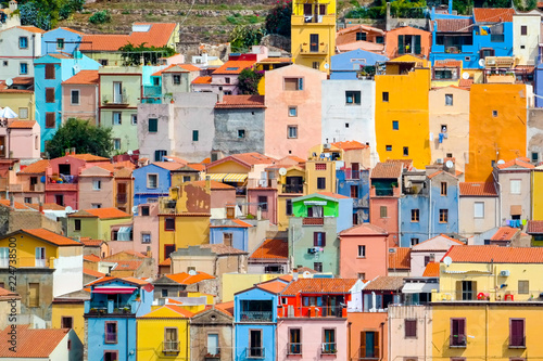 colorful houses in bosa italy