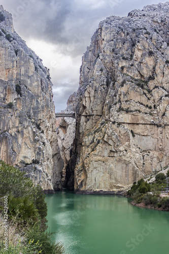 The amazing famous "Caminito del Rey" a path at 100m above the ground on a steep gorge called "Desfiladero de los Gaitanes", one of the best trekkings inside Andalusia and Spain, an awesome adventure