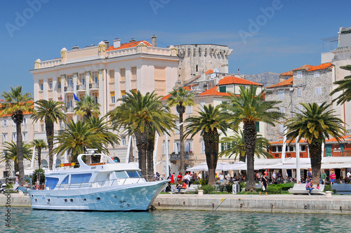Waterfront in Split with the Riva promenade, Split Croatia.