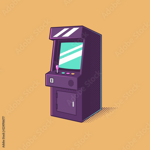 Vintage video games arcade machine vector illustration