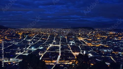 city at night quito ecuador view from panesillo