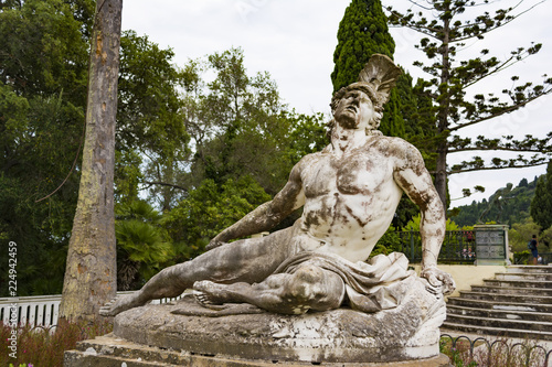 Sculpture of the dying achilles in achilleion palace corfu