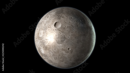 Ceres Dwarf planet isolated on black background. 3D render