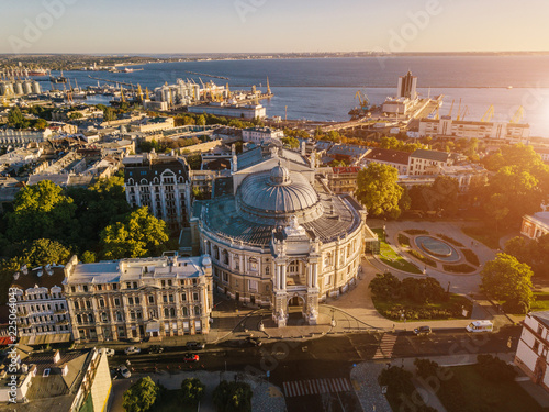 Odessa Ukraine sightseeing Opera and Ballet Theater. aerial photography. Top view