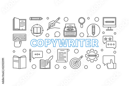 Copywriter vector outline illustration or banner