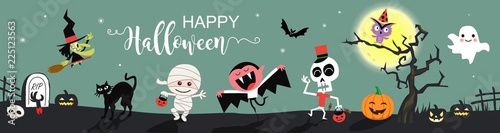  Happy Halloween greetings template vector. Vector illustration.