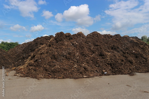 Biowaste and green waste composting windrows 